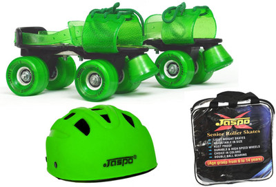 

Jaspo Green Rider Dual Senior Skates Combo (skates+helmet+bag)suitable for age 6 to 14 years Skating Kit