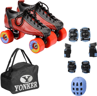 

Yonker Shoe Skates No.2 + 4in1 Protection (Helmet+Knee Guard+Elbow Gurard+Wrist Gurad+Bag) Skating Kit