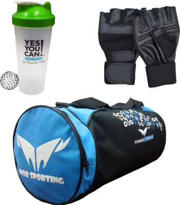 

Mor Sporting Weight Lifting gloves, Shaker Bottle 600 ml and Duffle Bag Gym & Fitness Kit
