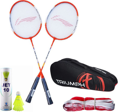 

Li-Ning 2 B/R XP-709 + 6 Pcs Jet10 Nylon Shuttle + SN-103C Badminton Net + Triumph 302 Assorted Badminton Bag Badminton Kit