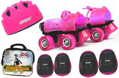 

Jaspo Pink Heaven Intact junior Skates Combo (skates+helmet+knee+elbow+bag)suitable for age upto 5 years Skating Kit