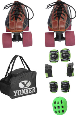 

Yonker Shoe Skates No.8 + 4in1 Protection (Helmet+Knee Guard+Elbow Gurard+Wrist Gurad+Bag) Skating Kit