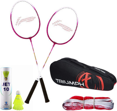 

Li-Ning 2 B/R XP-708 + 6 Pcs Jet10 Nylon Shuttle + SN-103C Badminton Net + Triumph 302 Assorted Badminton Bag Badminton Kit