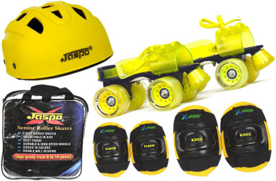 

Jaspo Storm Intact Superior Senior Skates Combo (skates+helmet+knee+elbow+bag)suitable for age upto 6 to 14 years Skating Kit