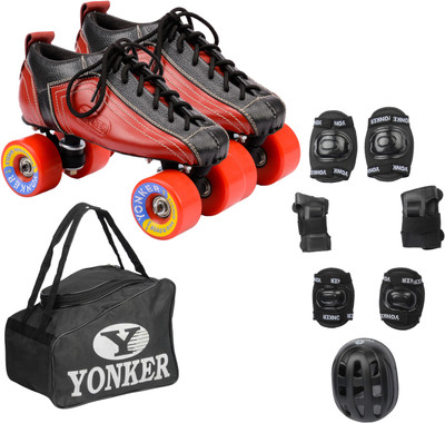 

Yonker Shoe Skates No.6 + 4in1 Protection (Helmet+Knee Guard+Elbow Gurard+Wrist Gurad+Bag) Skating Kit