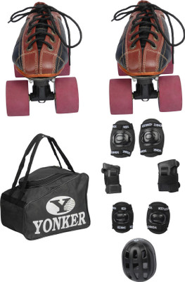 

Yonker Shoe Skates No.2 + 4in1 Protection (Helmet+Knee Guard+Elbow Gurard+Wrist Gurad+Bag) Skating Kit
