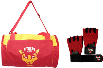 Vinto ALL RED COMBO 1 BAG 1 PAIR GLOVE FREE SIZE Gym & Fitness Kit