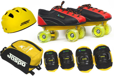 

Jaspo Fire Fighter Intact Shoe Skates Combo Foot length 26.9 cms Size : 9 UK ( Age 16 years and above) Skating Kit