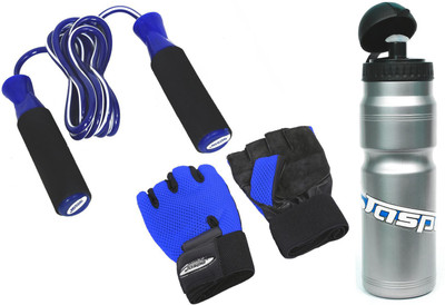 

Jaspo COMBO OF SKIPPING ROPE, SIPPER AND GYM GLOVES Gym & Fitness Kit