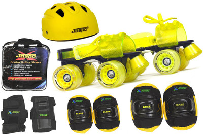 

Jaspo Storm Pro Superior Senior Skates Combo (skates+helmet+knee+elbow+wrist+bag)suitable for age upto 6 to 14 years Skating Kit