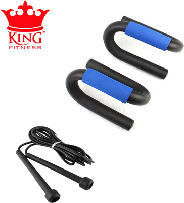 KING FITNESS BEST WORKOUT 1 PAIR S SHAPE PUSH UP BAR, 1 Pc SKIPPING ROPE Gym & Fitness Kit