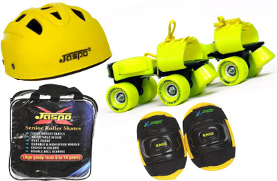 

Jaspo Power Pack Eco Senior Skates Combo (skates+helmet+knee+bag)suitable for age 6 to 14 years Skating Kit