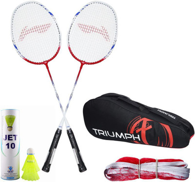 

Li-Ning 2 B/R XP-809 + 6 Pcs Jet10 Nylon Shuttle + SN-103C Badminton Net + Triumph 302 Assorted Badminton Kit Bag Badminton Kit