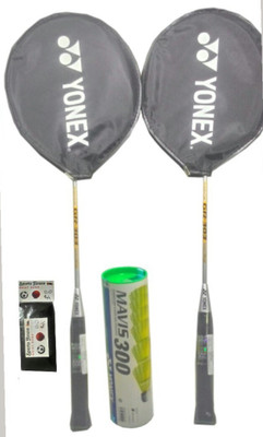 

Yonex Mavis 300( Pack of 6) yellow Nylon Shuttle cock and GR 303 (pack of 2) Badminton Kit