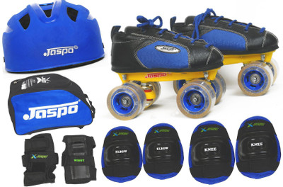 

Jaspo Swift Pro Shoe Skates Combo Foot length 26.3 cms Size : 8 UK ( Age 15 years and above) Skating Kit