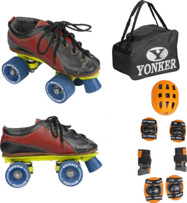 

Yonker Shoe Skates No.6 + 4in1 Protection (Helmet+Knee Guard+Elbow Gurard+Wrist Gurad+Bag) Skating Kit
