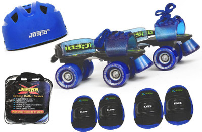 

Jaspo Blue Men Intact Senior Skates Combo (skates+helmet+knee+elbow+bag)suitable for age 6 to 14 years Skating Kit