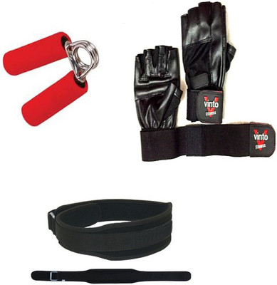

Vinto PRO POWER COMBO OF 1 WEIGHT LIFTING BELT(L) SIZE, 1 PC FOAM HAND GRIP, 1 PAIR LEATHER GLOVES Gym & Fitness Kit