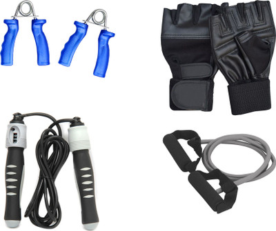 

Mor Sporting Combo Kit of Solid SU-205 Skipping Rope, Solo Toning Tube, Pair of Weight lifting Gloves and Pair of power grip. Gym & Fitness Kit
