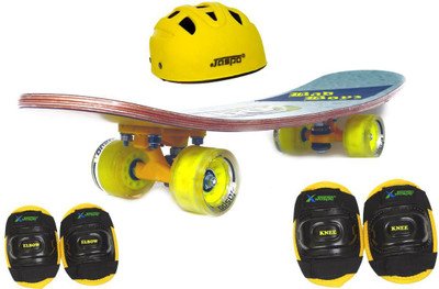 

Jaspo Dragon Fire Intact Medium Skateboard Combo (24*6") (Skateboard+helmet+elbow+knee+ ( For age group 7 years and above) Skating Kit