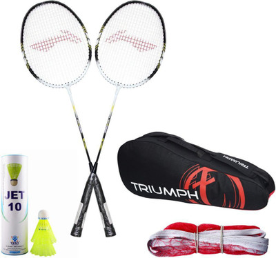

Li-Ning 2 B/R XP-808 + 6 Pcs Jet10 Nylon Shuttle + SN-103C Badminton Net + Triumph 302 Assorted Badminton Kit Bag Badminton Kit