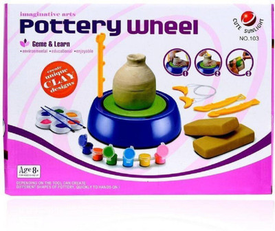 AS TRADERS Electric Battery Operated Pottery Wheel Set Clay Pot Making Machine Game POT_58