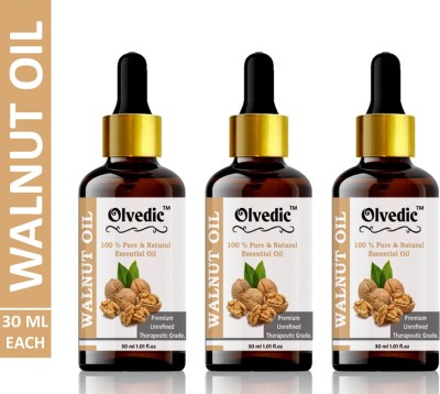 Olvedic WALNUT Essential Oil Pure & Organic Therapeutic Grade Undiluted For Hair, Skin 30 ML Pack of 1 Bottles(90 ml)