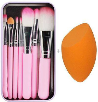 munix Makeup hellokitty brush set of 7 with Sponge puff blender(Pack of 8)