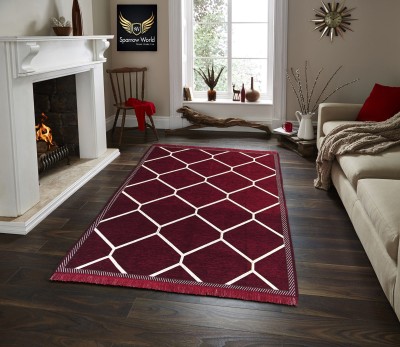 Sparrow world Maroon Chenille Carpet(5 ft,  X 7 ft, Rectangle)