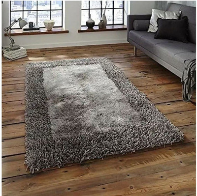 RM Handloom Grey Polyester Carpet(5 ft,  X 7 ft, Rectangle)