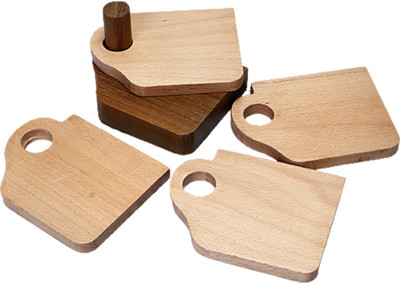 graphicalmela Rectangle Reversible Wood Coaster Set(Pack of 4)