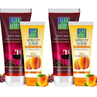 ASTABERRY Wine face wash with apricot scrub(set of 2 )(2 Items in the set)