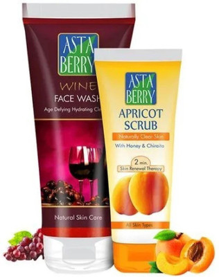 ASTABERRY Wine face wash with Apricot scrub 150ml(pack of 2)(2 Items in the set)