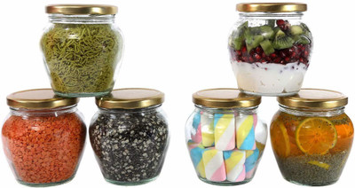 Avastro Glass Grocery Container  - 350 ml(Pack of 6, Clear)