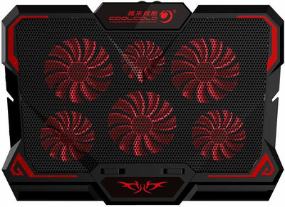 coolcold Laptop Air Cooling Fan Computer Support Stand Six-Fans Cooler Adjustable Wind Speed Low Noise Cooling Pad(Red, Black)