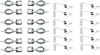tajhardwaregallery Silver Rod Rail Bracket, Curtain Knobs