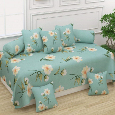 Pridhi Polyester Geometric Diwan Set(Blue)