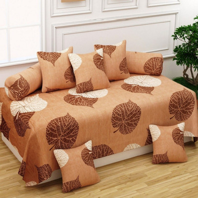 Pridhi Polycotton Geometric Diwan Set(Brown)