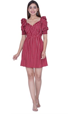 ART OF CLOTHING Women Fit and Flare Red Dress