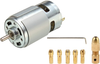 SYMFONIA Big Size RS775 DC 12V-24V 3500-9000 RPM Large Torque High Power Low Noise DC Motor and 3mm metal drill chuck collet bits Keyless Adapter With Wrench Motor Control Electronic Hobby Kit