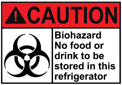 VVWV Biohazard No Food Or Drink To Be Stored In This Refrigerator Sign Sticker Emergency Sign
