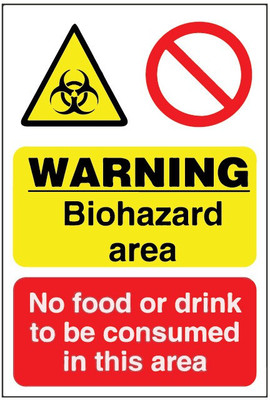 VVWV Biohazard Area No Food Or Drink To Be Consumed In This Area Sign Sticker Emergency Sign