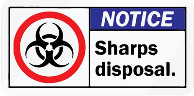 VVWV Sharps Disposal Sign Sticker Emergency Sign