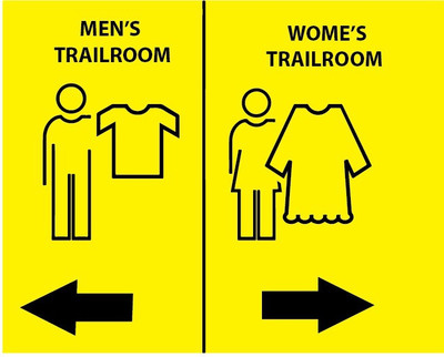 VVWV MEN'S AND WOMEN'S TRAIL ROOM SIGN STICKER Emergency Sign