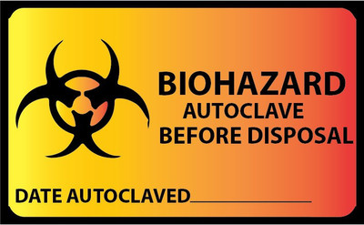 VVWV BIOHAZARD AUTOCLAVE BEFORE DISPOSAL SIGN STICKER Emergency Sign