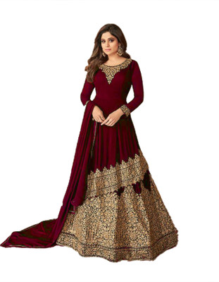 Miss Ethnik Faux Georgette Embellished, Embroidered Gown/Anarkali Kurta & Bottom Material(Semi Stitched) Miss Ethnik Faux Georgette Embellished, Embroidered Gown/Anarkali Kurta & Bottom Material(Semi Stitched)