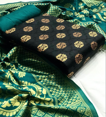 Dutt Textiles Silk Blend Self Design Salwar Suit Material