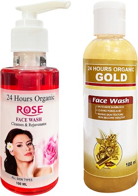 24 Hours Organic Rose And Gold  For Skn Whitening | Pimple Clear | Pigmentation | Boosting Hydration | Chemical Free Face Wash(200 ml)