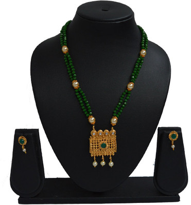 Sandhya Designer Studio Stone Green, Gold Jewellery Set(Pack of 1)