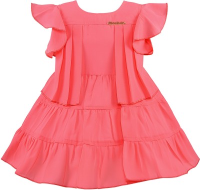 Wishkaro Baby Girls Midi/Knee Length Casual Dress(Pink, Fashion Sleeve)